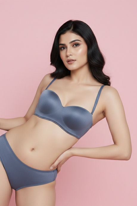 Zivame At Work Padded Wired 3/4Th Coverage Strapless Bra - Vintage Indigo — image 3